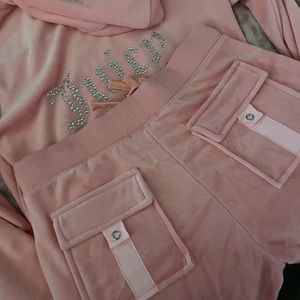 Pink Velour Rhinestone Juicy Couture Tracksuit
